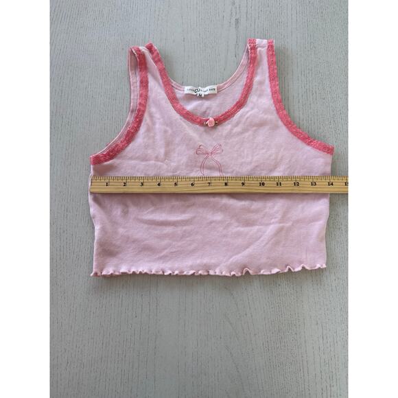 Love Peace & Lazy Days Coquette Girly Balletcore Bow Crop Top (Q) - Picture 3 of 4